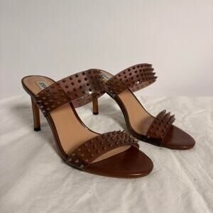 Steve Madden Lunna Studded Sandals - Brown/Tan, Size 8